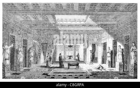 D'intérieur de maison supposé de Pompéi Pompéi Vésuve Rome antique Architecture sculpture Statue Statue villa cour carrelée carreaux Banque D'Images