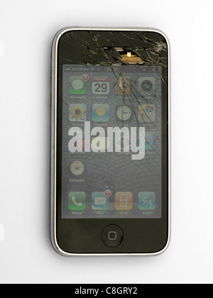 Iphone cassé avec écran fissuré Banque D'Images