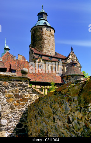 Château Czocha est situé dans la rivière Kwisa Lesna en Pologne Banque D'Images