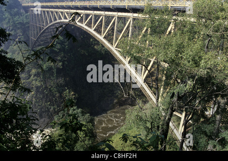 Pont, point d'ébullition, Chutes Victoria, chute d'eau, le Zimbabwe, l'Afrique Banque D'Images