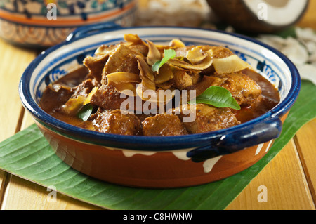 Xacuti poulet avec riz à la noix de coco. L'ouest de l'Inde l'alimentation Banque D'Images