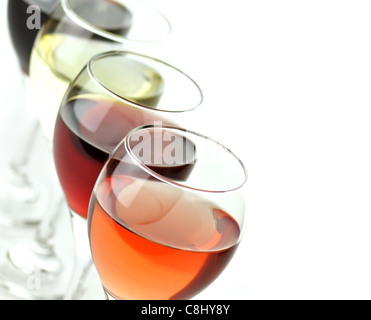 Assortiment de verres de vin , gros plan Banque D'Images