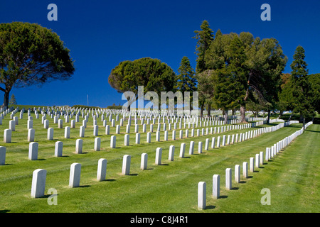 Cimetière national de Fort Rosecrans à Point Loma, San Diego, Californie, USA. Banque D'Images