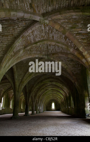 L'énorme cellarium à l'abbaye de Fountains, Yorkshire, Angleterre Banque D'Images