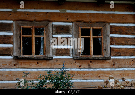 Vieux maisons agricoles à Wygielzow Musée ethnographique de Pologne Banque D'Images