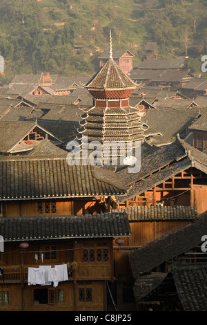 Zhaoxing, province de Guizhou, Chine, Dong, Miao, minoriy, groupes ethniques chinois Banque D'Images