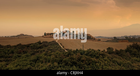 La campagne typique de Toscane en Val d'Orcia Banque D'Images