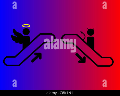 L'ange et diable dans les escaliers Banque D'Images