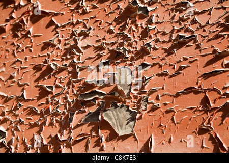 Weathered red wall close up shot Banque D'Images