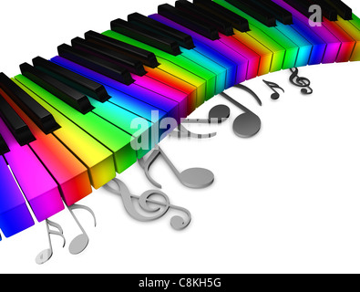 Rendu 3D, conceptual image couleur, clavier de piano. Banque D'Images