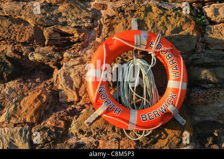 Bouée orange (parfois appelé une bouée) dans le port de North Berwick, East Lothian, en Ecosse. Banque D'Images