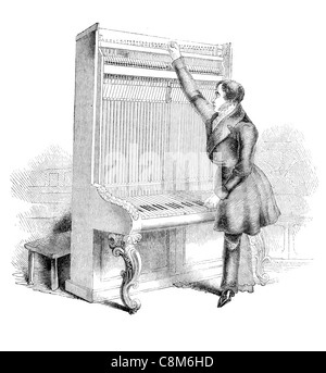 L'action ou de mécanisme interne d'un cabinet du piano piano pianoforte pianiste clavier forte d'instruments de musique musique de chambre un Banque D'Images