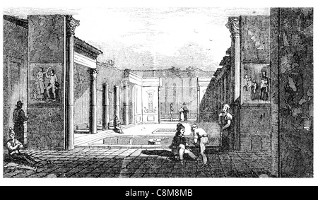 Pompéi Pompéi cour intérieur Architecture colonnes colonne Mansion romaine ancienne fontaine pilier Vésuve palace House Banque D'Images