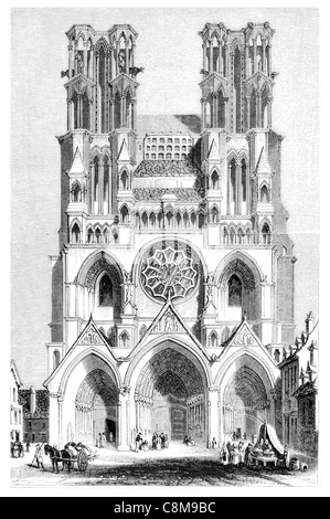 La Cathédrale de Laon Cathédrale gothique Notre-Dame Picardie France Religion religieux Dieu Jésus Christ le messie de l'église prière culte Banque D'Images