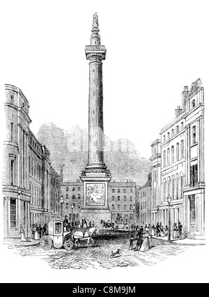 Le Monument grande colonne dorique Romain Ville Londres Angleterre Fish Street Hill 1666 Christopher Wren Robert Hooke en pierre de Portland Banque D'Images