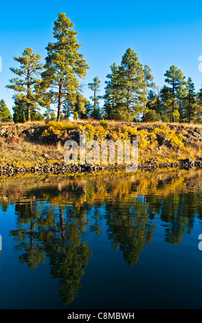 Un beau lever de soleil sur Fool Hollow Lake State Park, Arizona. Banque D'Images