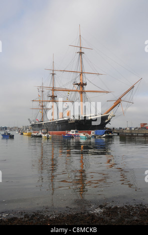 Premier navire de fer vêtu le HMS Warrior à Portsmouth Harbour Banque D'Images