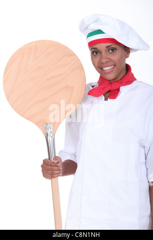 Pizza chef Smiling Banque D'Images