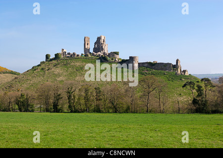 La Grande-Bretagne, l'Angleterre, dans le Dorset, Corfe Castle, vue de vestiges de château normand Banque D'Images