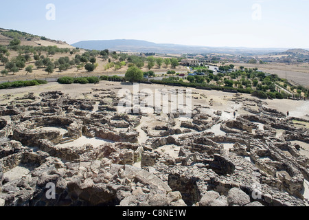 Italie, Sardaigne, Nuraghe Su Nuraxi, vestiges de la village nouragique Banque D'Images