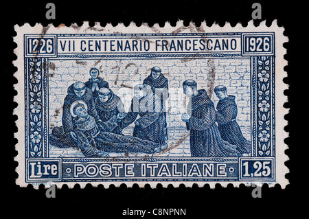 La célébration de l'anniversaire de la naissance de Saint François d'assise dans un ancien royaume italien stamp Banque D'Images