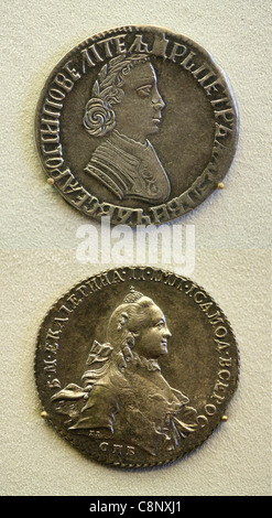 Les pièces d'argent russe de la collection numismatique du musée Bode de Berlin, Allemagne. Banque D'Images