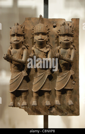 Bronze bénin vu au British Museum de Londres, au Royaume-Uni. Banque D'Images