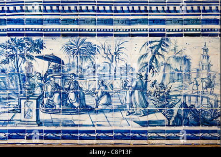 L'Université Jésuite d'Evora, des azulejos, Alentejo, Portugal Banque D'Images