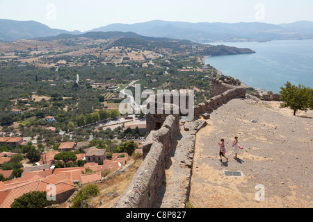 Château et ville de Mithymna , Lesbos, Grèce Banque D'Images