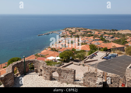 Château et ville de Mithymna , Lesbos, Grèce Banque D'Images