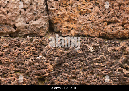 Blocs de pierre poreuse détails de prasat hin Phanom Rung temple khmer ruines en Thaïlande Banque D'Images