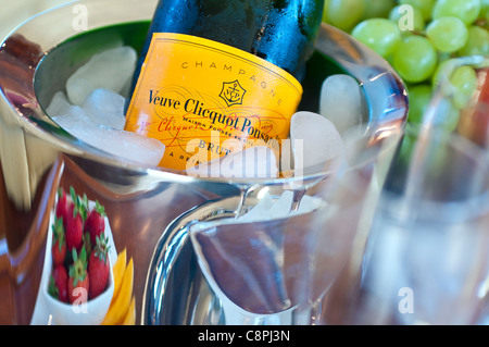 Champagne dans un seau à glace Banque D'Images