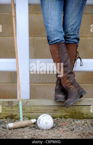 Détail d'un joueur dans les écoles et universités tournoi de Polo près de Clevedon, North Somerset Banque D'Images