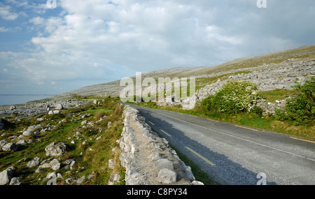 La Route de la côte ouest de la tête noire, le Burren, comté de Clare, Irlande Banque D'Images