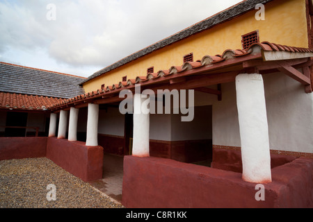 Une maison de ville romaine reconstruite à Wroxeter créé en utilisant des méthodes traditionnelles en 2010 Banque D'Images