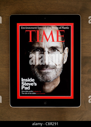 Steve Jobs, fondateur d'Apple Computers, posté sur la couverture du magazine Time pour le 12 avril 20 Banque D'Images