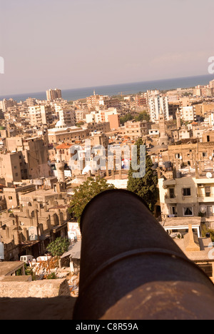 Vue sur la deuxième ville de Tripoli à partir de la Citadelle de Raymond de St Gilles, Tripoli, dans le nord du Liban. Banque D'Images