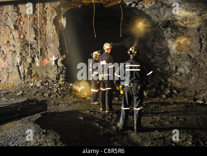 Sous terre à la mine Coleman à Sudbury, Ontario, Canada Banque D'Images