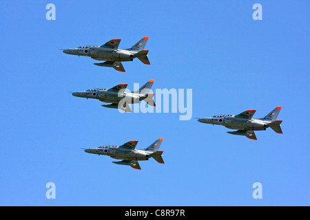 Vol en formation de formateur T4 Kawasaki de Japan Air Self Defense Force Banque D'Images