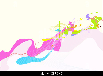 Résumé fond faite d'éclaboussures de couleurs et des lignes courbes Banque D'Images