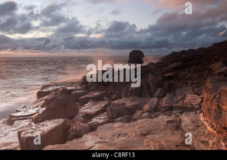 Pulpit Rock au coucher du soleil. Banque D'Images