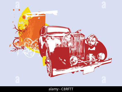 Illustration de l'ancienne voiture de collection custom vintage Banque D'Images