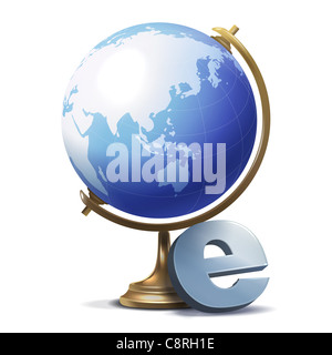 Illustration du globe avec la lettre E Banque D'Images