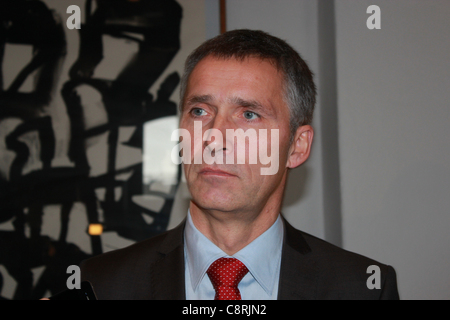 Copenhague, Danemark, 1/11/2011. Le Premier ministre norvégien Jens Stoltenberg lors de la session du Conseil nordique à Copenhague, au Danemark. Stoltenberg est devenu le 13e Secrétaire général de l'OTAN en octobre 2014. Banque D'Images