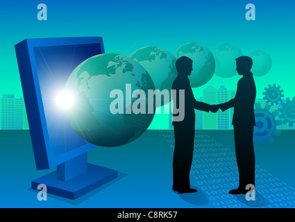 Illustration de deux hommes shaking hands Banque D'Images