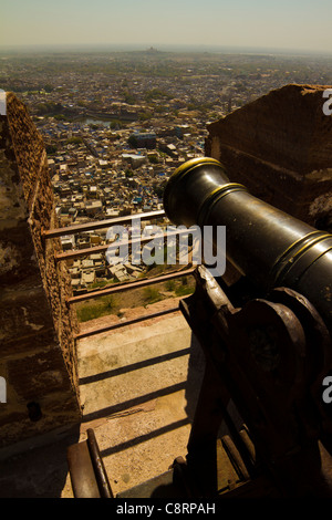 La magnifique Mehrangarh Fort dans la ville de Jodhpur, Rajasthan, Inde. Banque D'Images