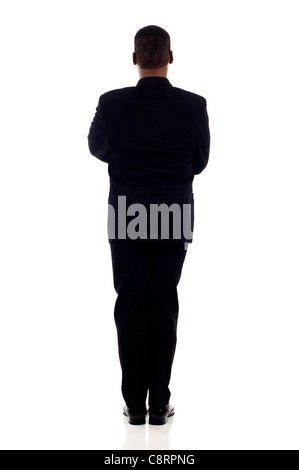 Longueur complète business man standing vue arrière isolé sur fond blanc Banque D'Images
