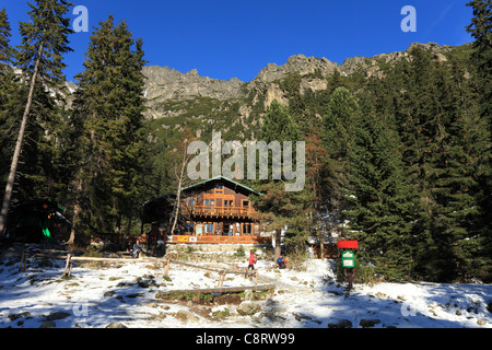 Chalet de montagne - Zamkovskeho la chata en Mala Studena dolina, Hautes Tatras, en Slovaquie. Banque D'Images