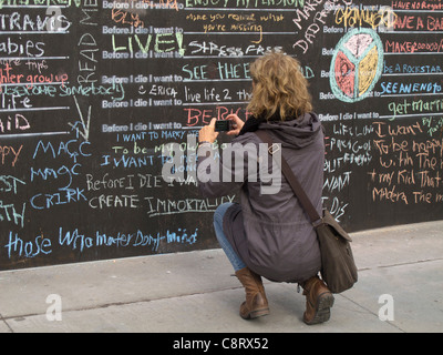 Avant de mourir je veux que le projet d'art public interactif Banque D'Images