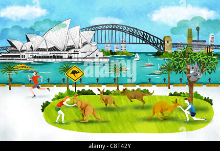 L'Australie, New South Wales, Sydney, Opera House et le Harbour Bridge Banque D'Images